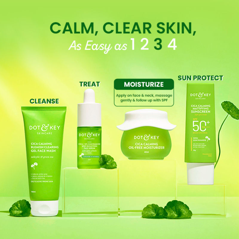 Dot & Key Cica Calming Oil-Free Moisturizer, With Niacinamide, For Oily, Acne-Prone Skin