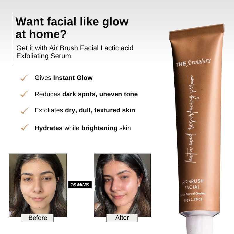The Formularx Air Brush Facial Lactic Acid Face Serum For Tan Removal, Brightening & Glow
