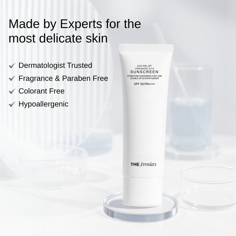 The Formularx Sun Relief Ceramide Silk Sunscreen Spf 50 Pa++++ With Niacinamide & Peptide