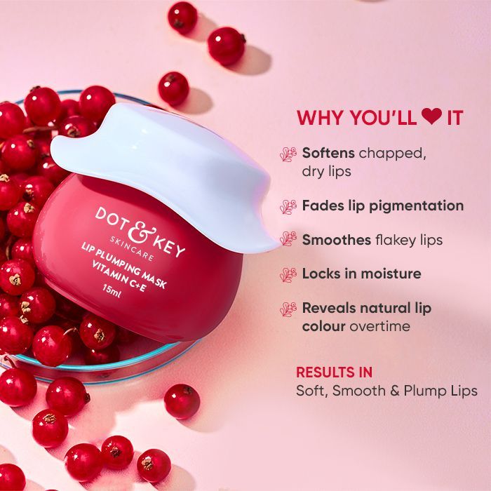 Dot & Key Vitamin C + E Lip Plumping Mask For Soothes Dryness, Pigmentation & Glowing Lips