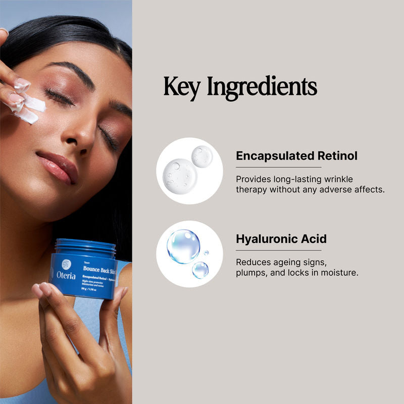 Oteria Bounce Back Skin Cream With 0.1% Encapsulated Retinol 0.1% Hyaluronic Acid Night Skin Repair