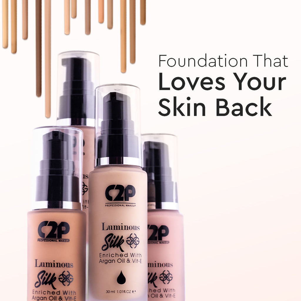 C2p Pro Luminous Silk High Coverage Liquid Foundation For Face Makeup