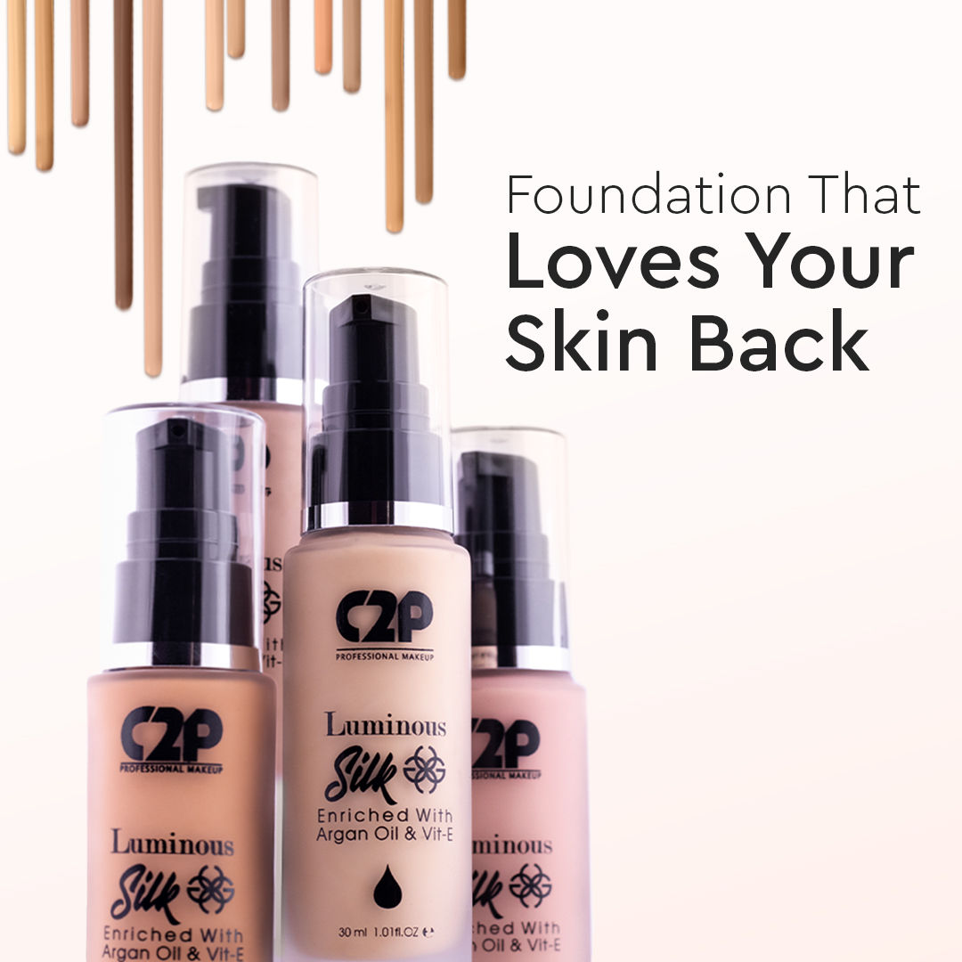 C2p Pro Luminous Silk High Coverage Liquid Foundation For Face Makeup