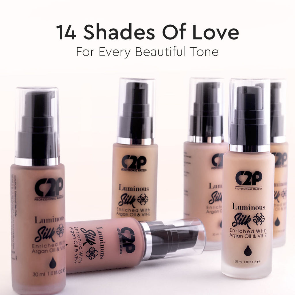 C2p Pro Luminous Silk High Coverage Liquid Foundation For Face Makeup