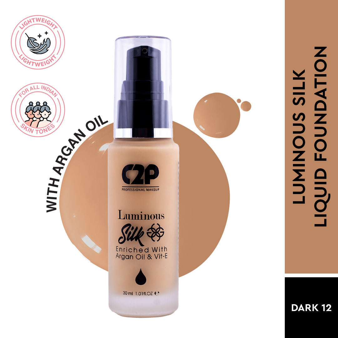 C2p Pro Luminous Silk High Coverage Liquid Foundation For Face Makeup