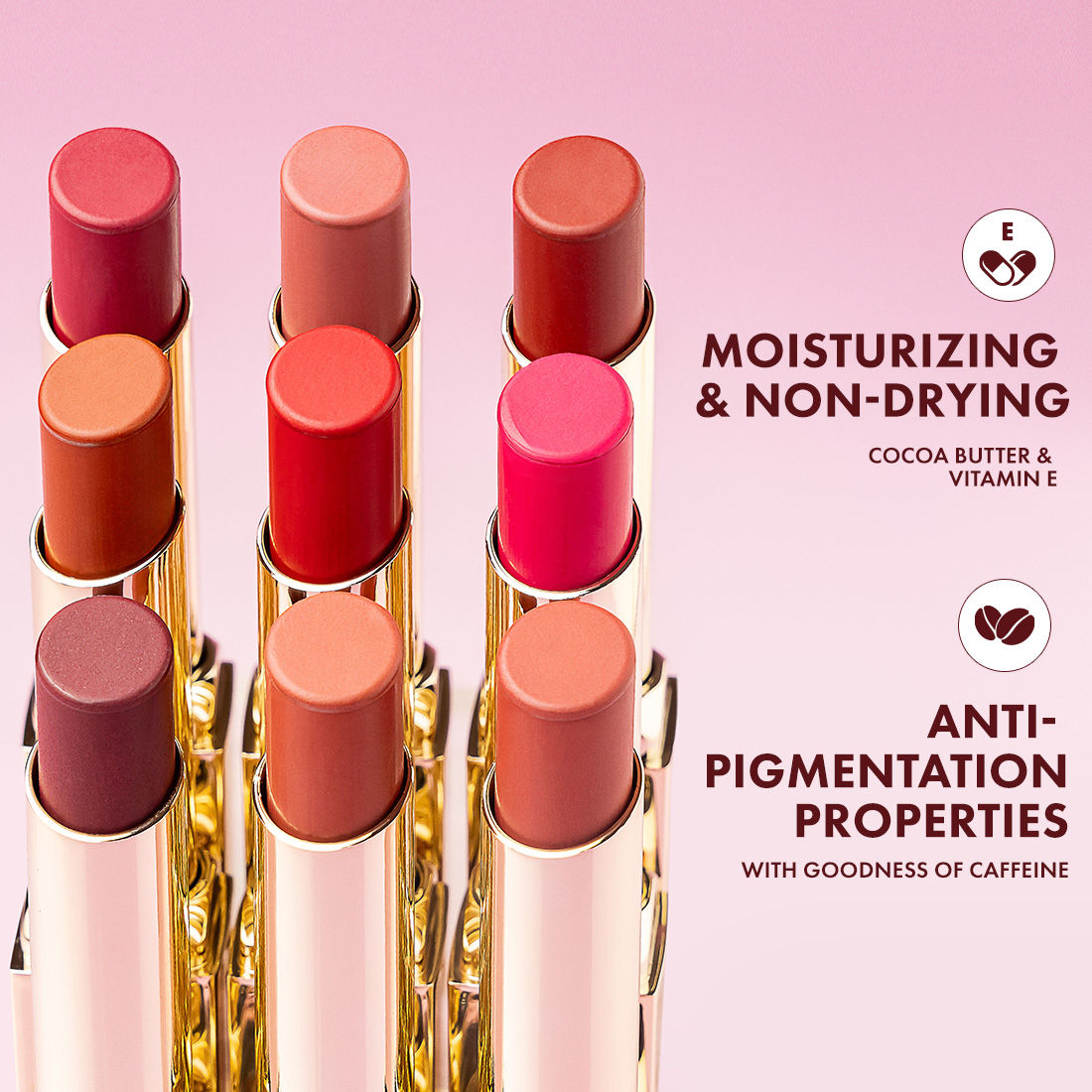 MCaffeine Shades Creamy Matte Kiss Bullet Lipstick Moisturizing, Lightweight