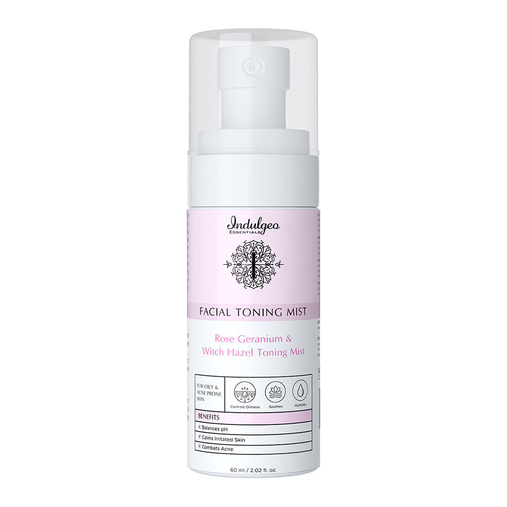 Indulgeo Essentials Rose Geranium Witch Hazel Toning Mist/Toner For Oily Acne Prone Skin