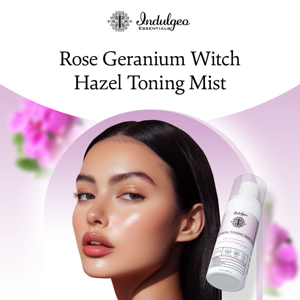 Indulgeo Essentials Rose Geranium Witch Hazel Toning Mist/Toner For Oily Acne Prone Skin
