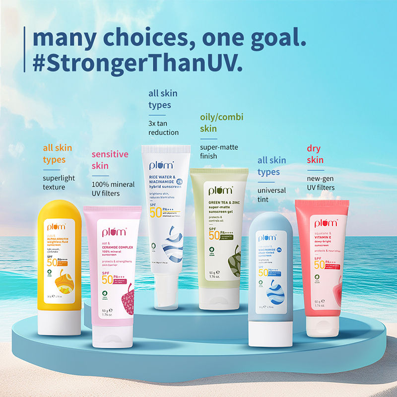 Plum Ceramide & Oat Mineral Sunscreen SPF 50 PA+++ Protects Skin Barrier, For Dry ToNormalSkin