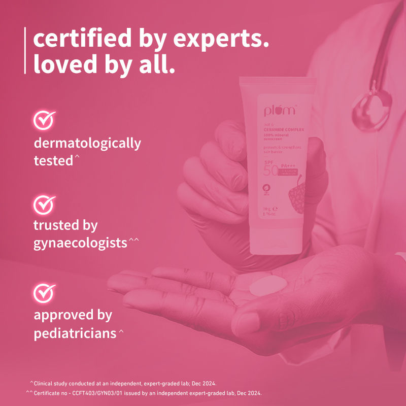 Plum Ceramide & Oat Mineral Sunscreen SPF 50 PA+++ Protects Skin Barrier, For Dry ToNormalSkin