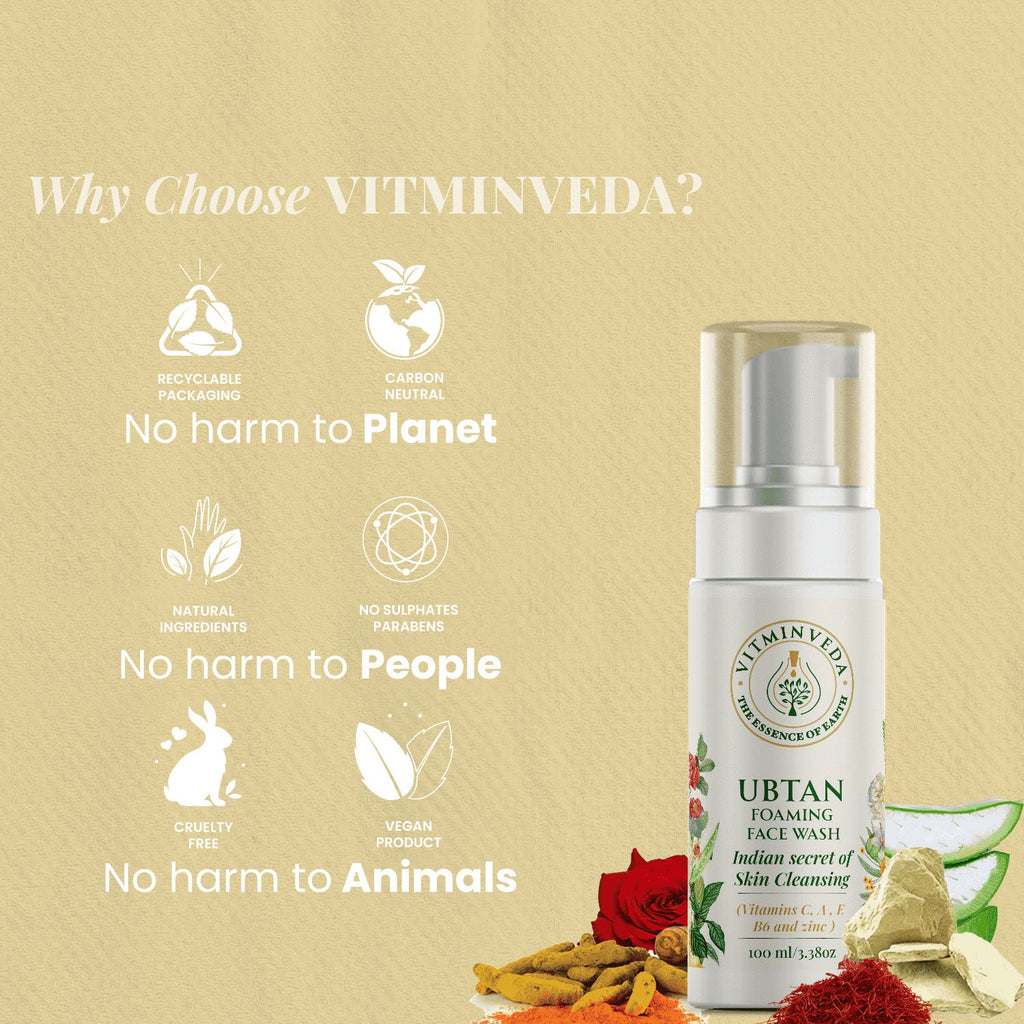 VITMINVEDA Natural Ubtan Foaming Face Wash