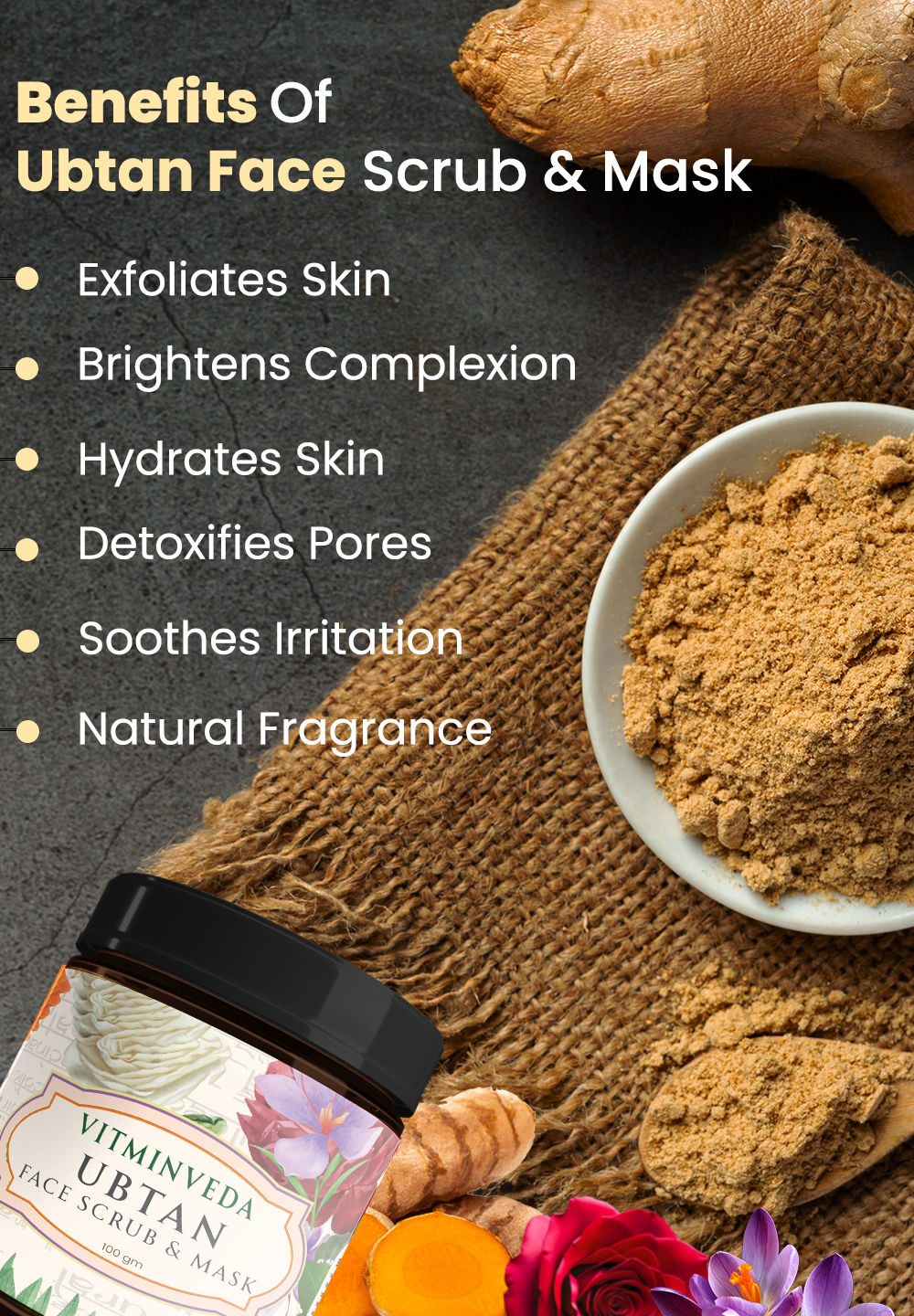 VITMINVEDA Ubtan Face Pack Scrub & Mask