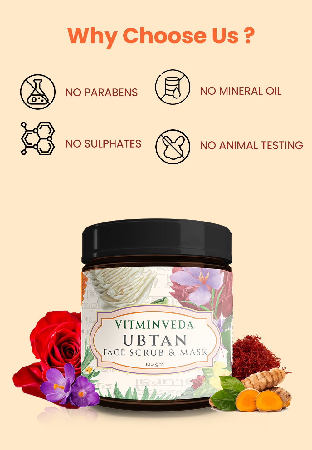VITMINVEDA Ubtan Face Pack Scrub & Mask