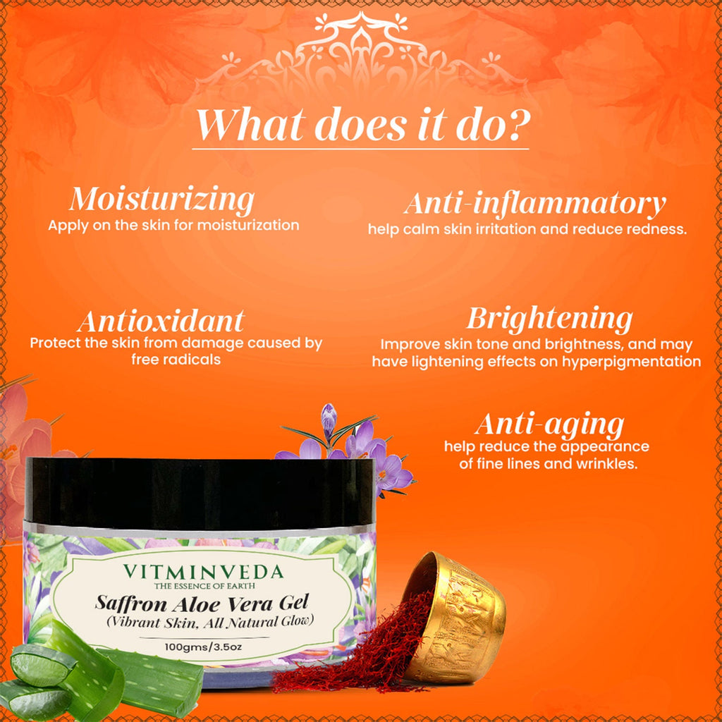 VITMINVEDA Pure Natural Aloe Vera Gel With Saffron