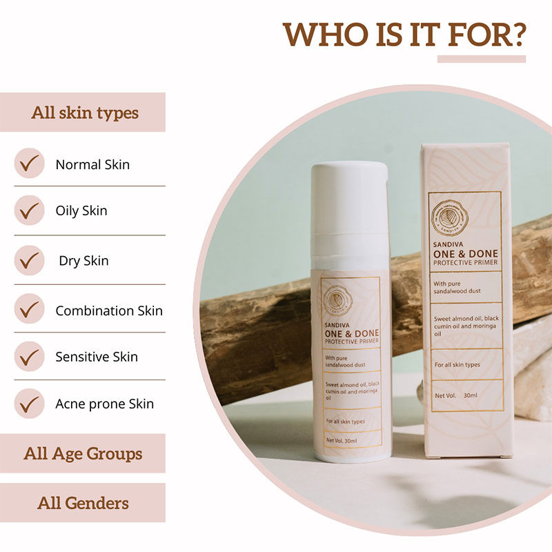 Sandiva One & Done Protective Primer, Pore Minimising, Blurs Fine Lines, Lightweight Face Primer