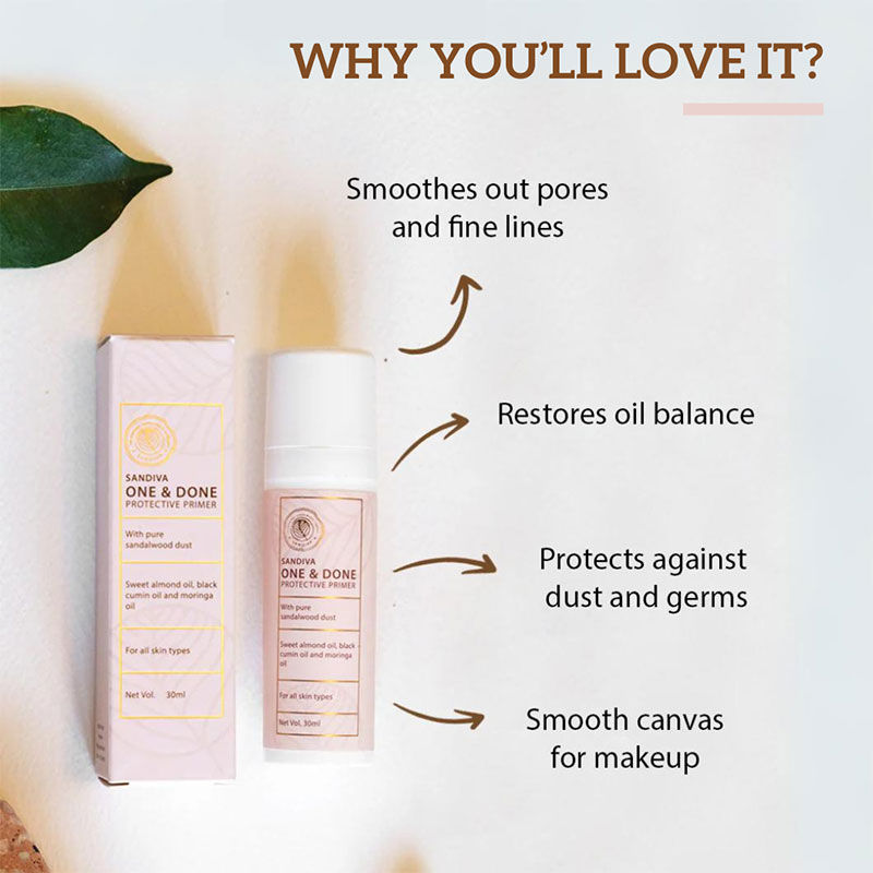 Sandiva One & Done Protective Primer, Pore Minimising, Blurs Fine Lines, Lightweight Face Primer