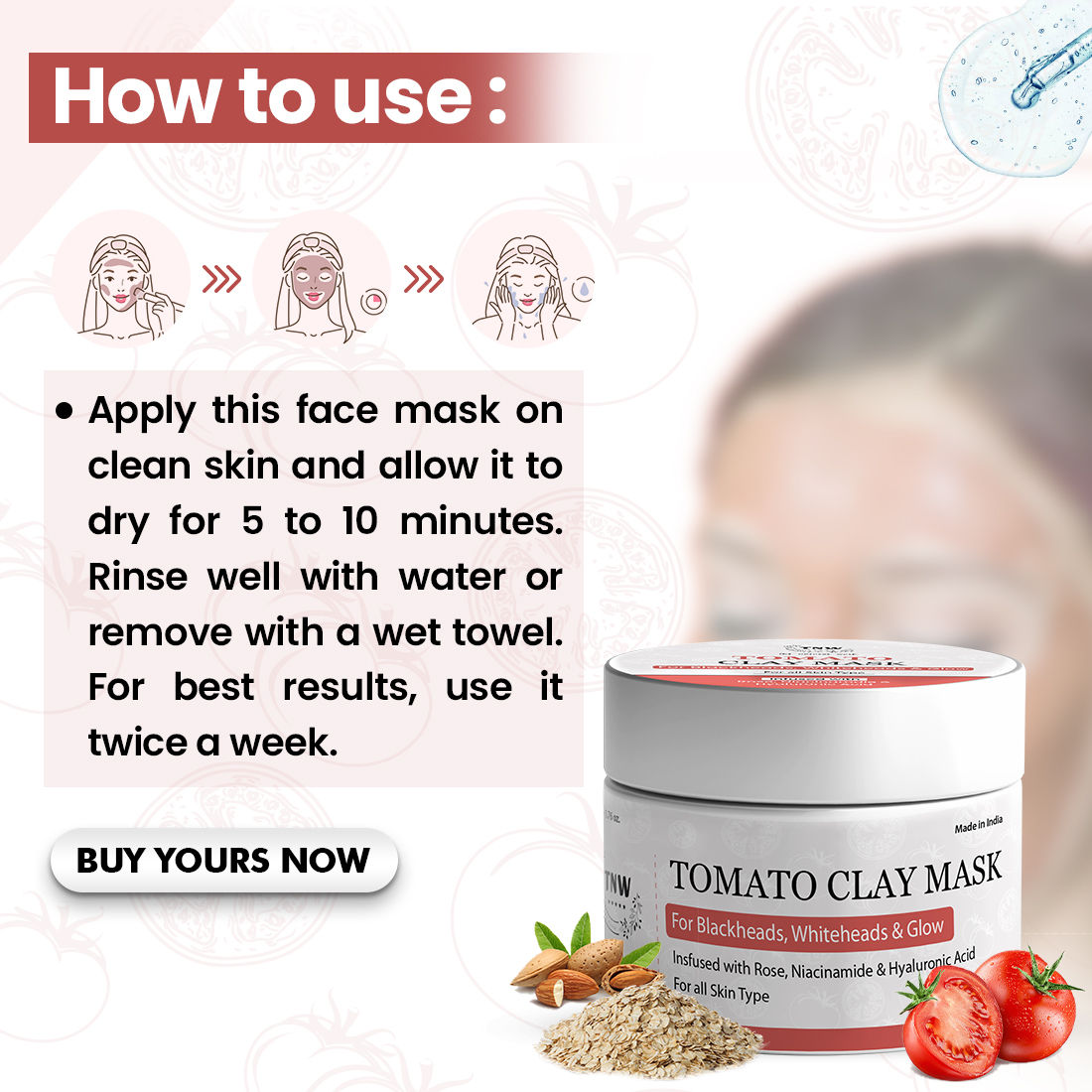 TNW The Natural Wash Tomato Clay Face Mask For Glowing Skin
