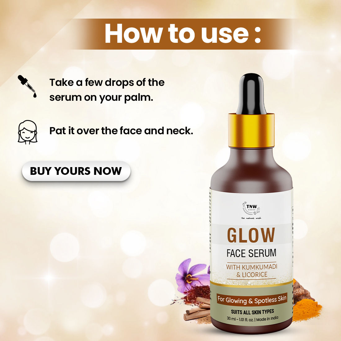 TNW The Natural Wash Kumkumadi & Licorice Glow Face Serum for Glowing & Spotless Skin