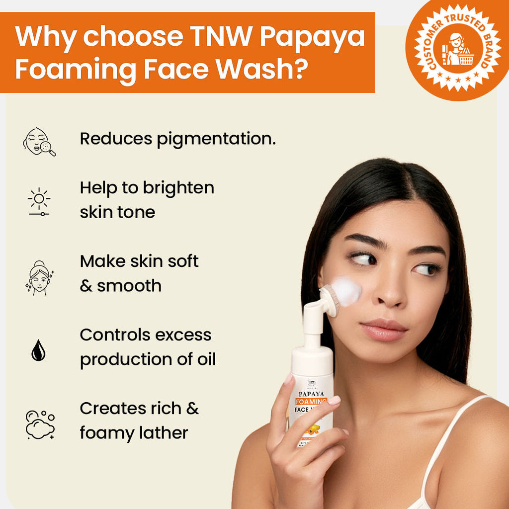 TNW The Natural Wash Papaya Foaming Face Wash for Oil Control with Witch Hazel & Lactic Acid