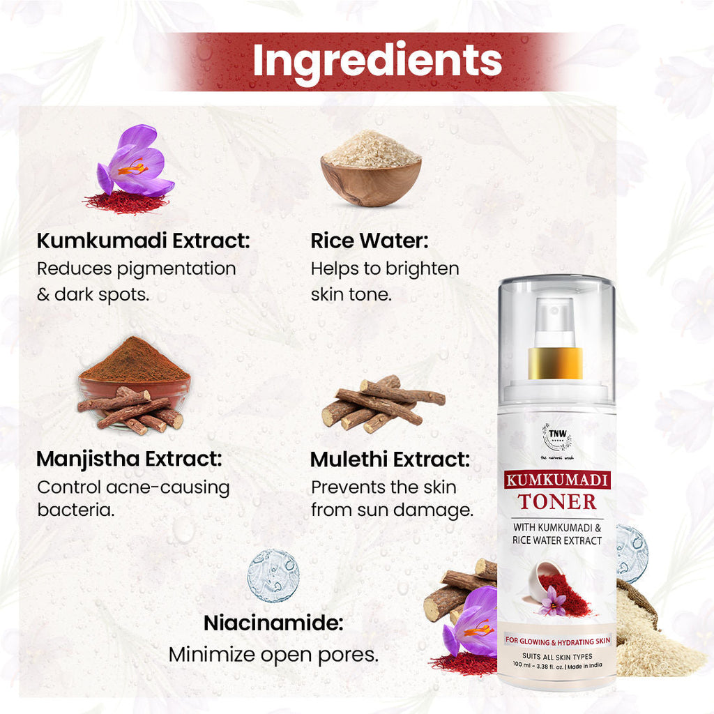 TNW The Natural Wash Kumkumadi Toner With Kumkumadi & Rice Water Extract For Glowing & Hydrating Skin