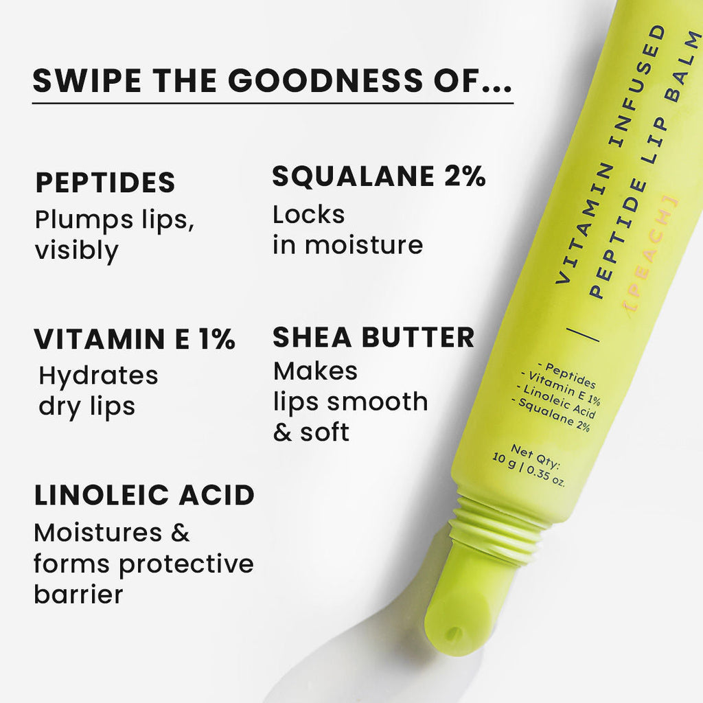 Hyphen Vitamin Infused Peptide Lip Balm - Peach For Dry & Chapped Lip, Hydrates & Moisturizes