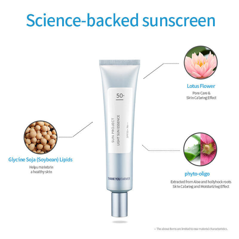 Thank You Farmer Korean Sun Essence SPF50+ PA+++ - Soothing Sunscreen with Aloe Vera