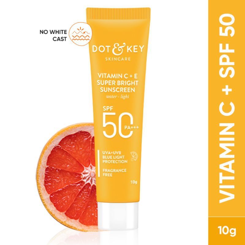 Dot & Key Vitamin C + E Super Bright Sunscreen SPF 50+ PA++++, Water-Light Fluid, Boosts Glow