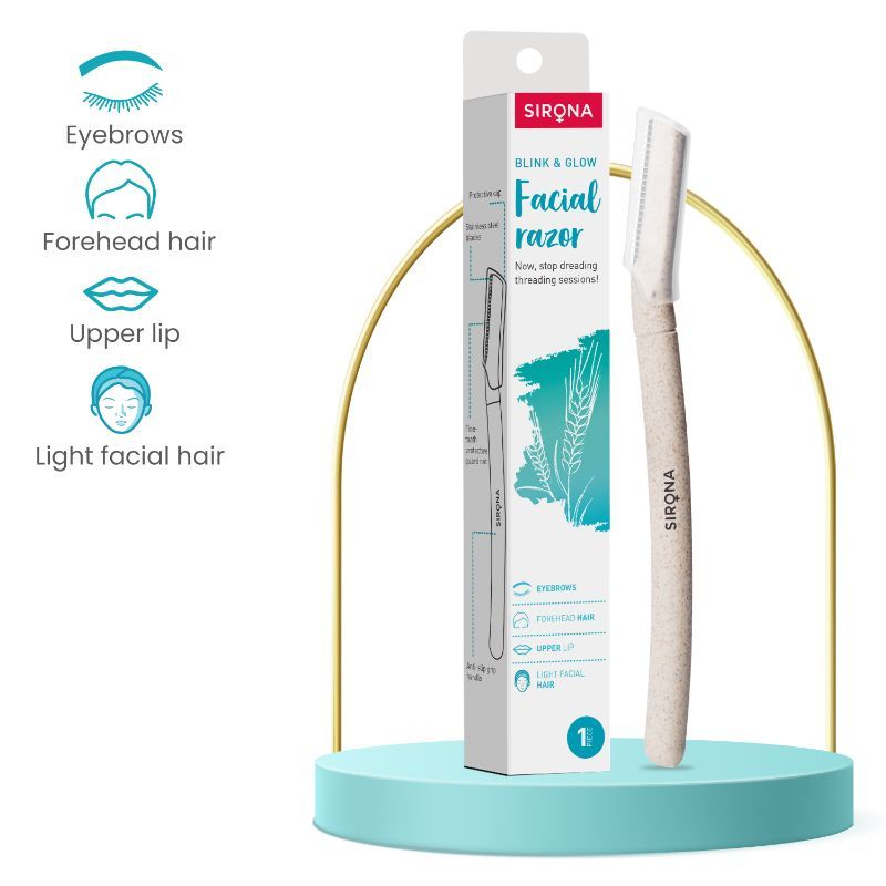 Sirona Blink and Glow Eyebrow and Face Razor for Painfree Facial Hair Removal (Pack of 1)