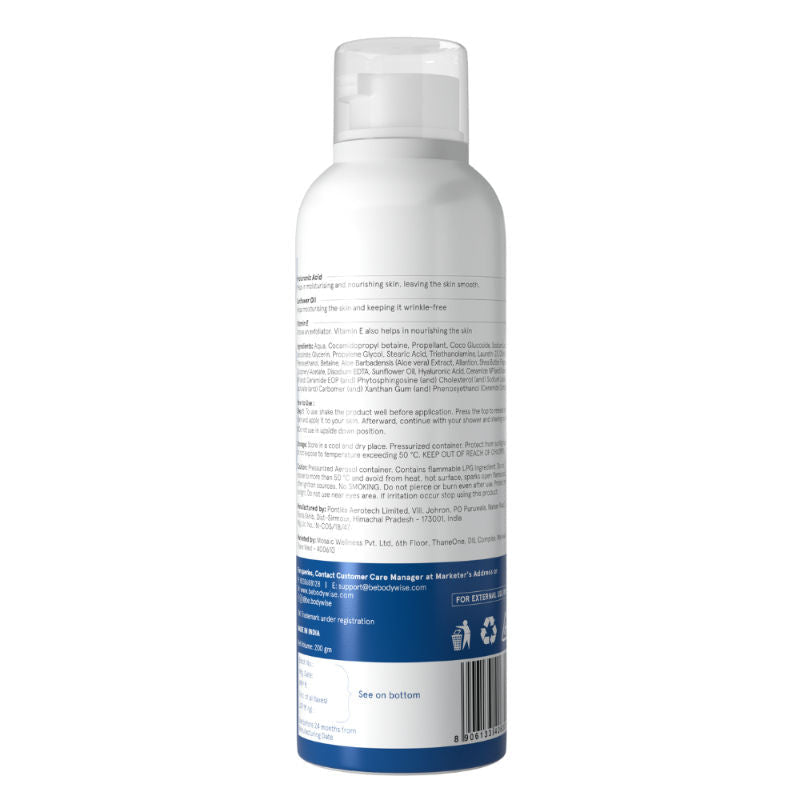 Be Bodywise 1% Hyaluronic Acid Body Wash Mousse for Dull & Dehydrated Skin - Upto 72H Moisturization