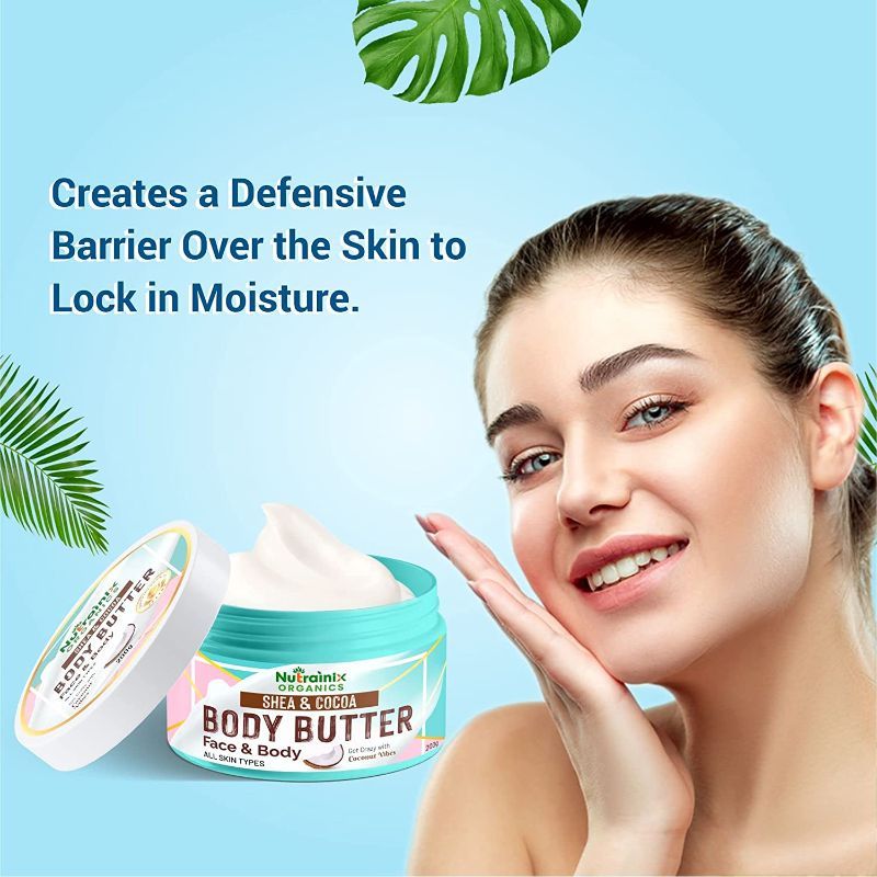 Nutrainix Organics Body Butter With Shea And Cocoa Cream For All Skin Types