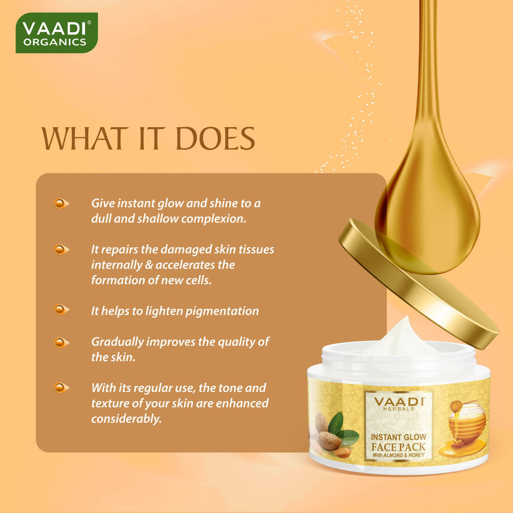 Vaadi Herbals Instant Glow Face Pack With Almond And Honey