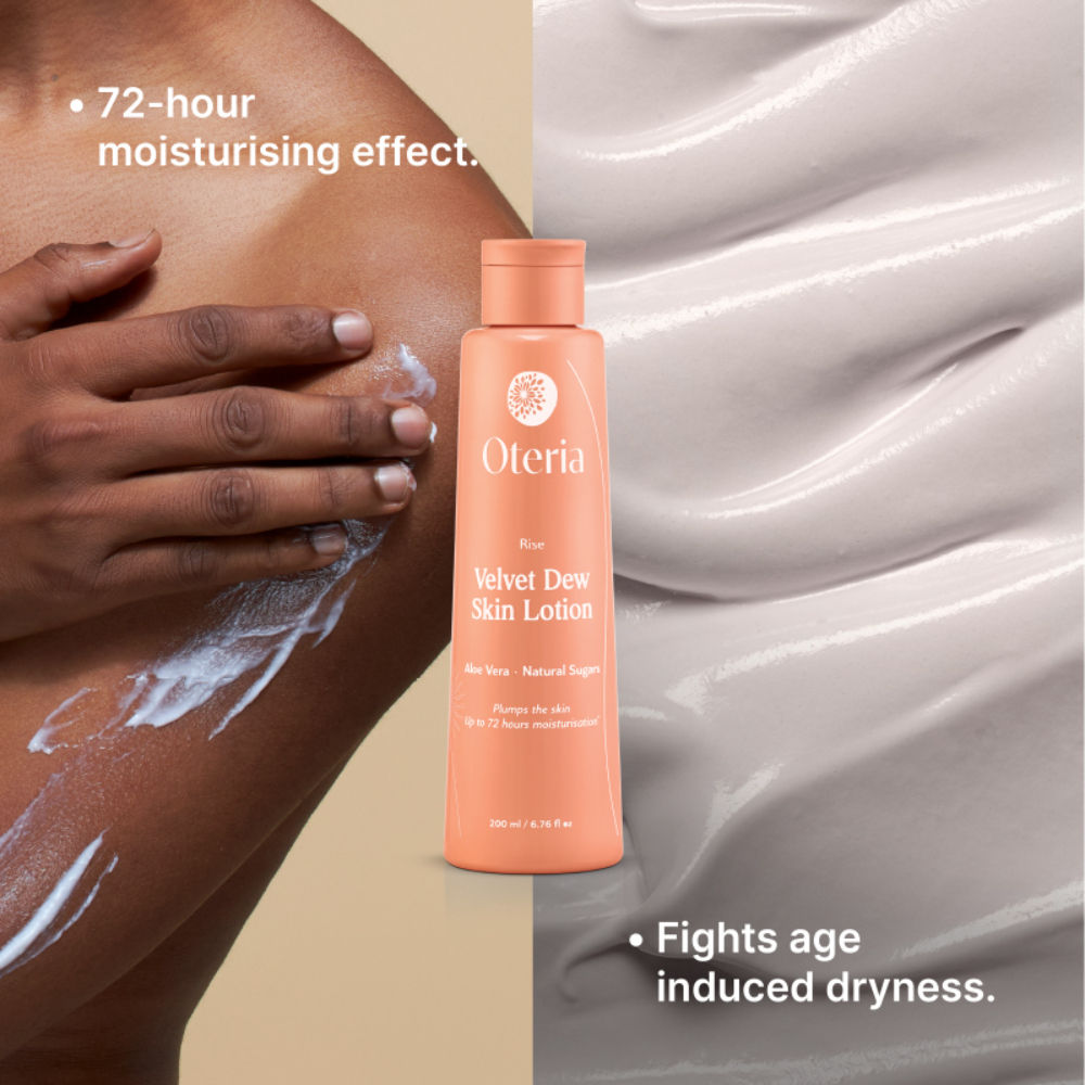 Oteria Velvet Dew Body Lotion With Aloe Vera 72+ Hrs Moisturisation For Dewy skincare