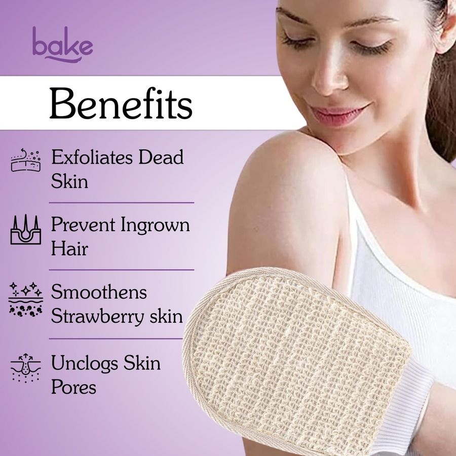 BAKE Exfoliating Bath Glove for Dead Skin,Tan Removal, Strawberry Skin, Body Acne & Ingrown Hair
