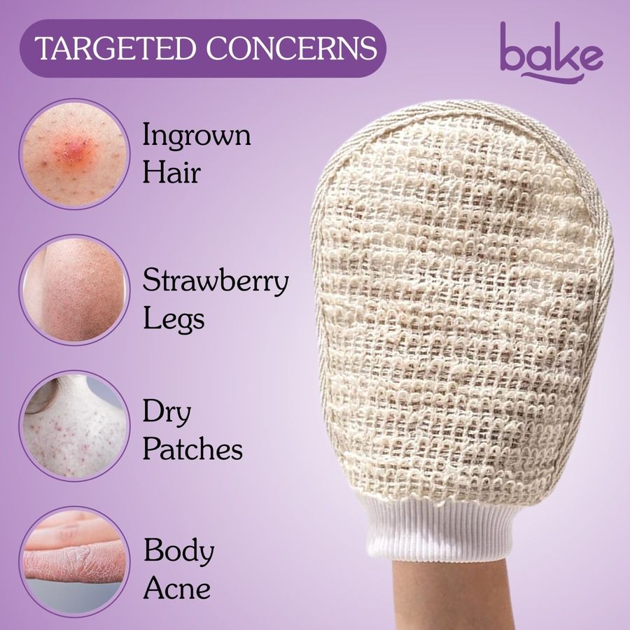 BAKE Exfoliating Bath Glove for Dead Skin,Tan Removal, Strawberry Skin, Body Acne & Ingrown Hair