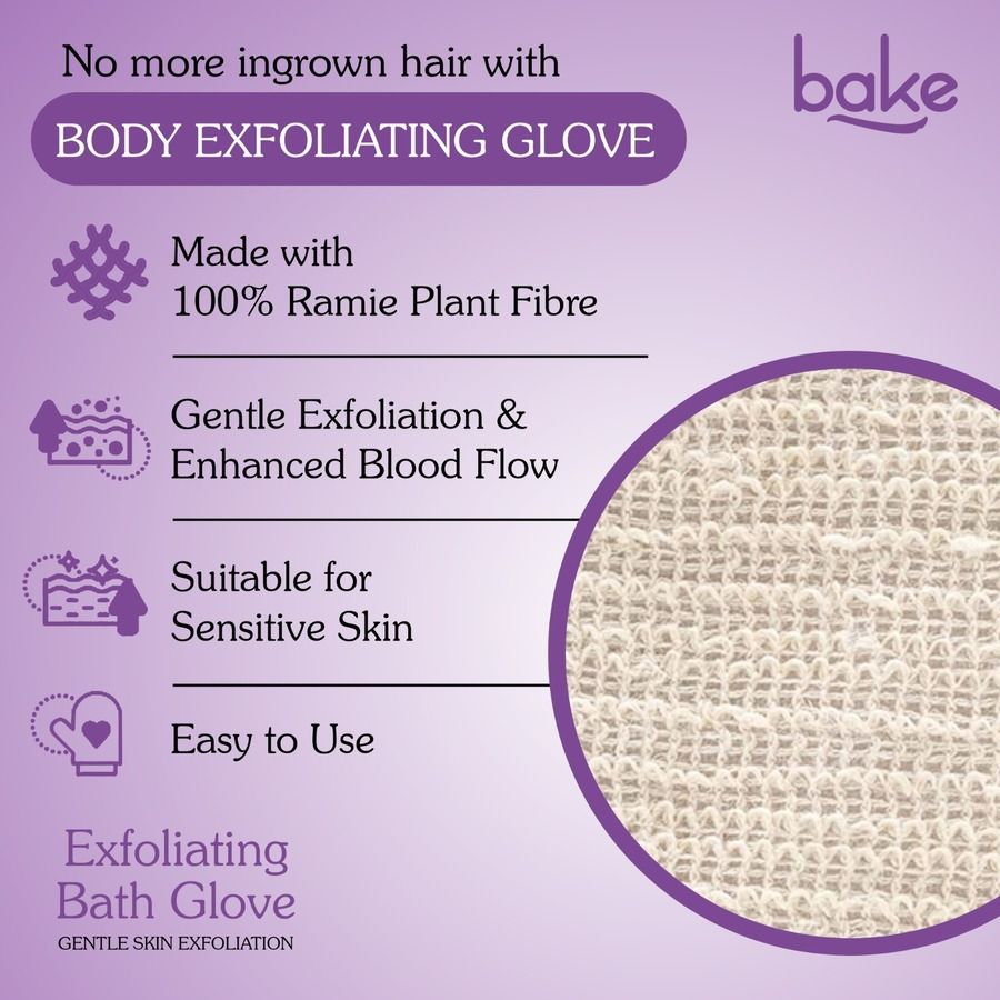 BAKE Exfoliating Bath Glove for Dead Skin,Tan Removal, Strawberry Skin, Body Acne & Ingrown Hair