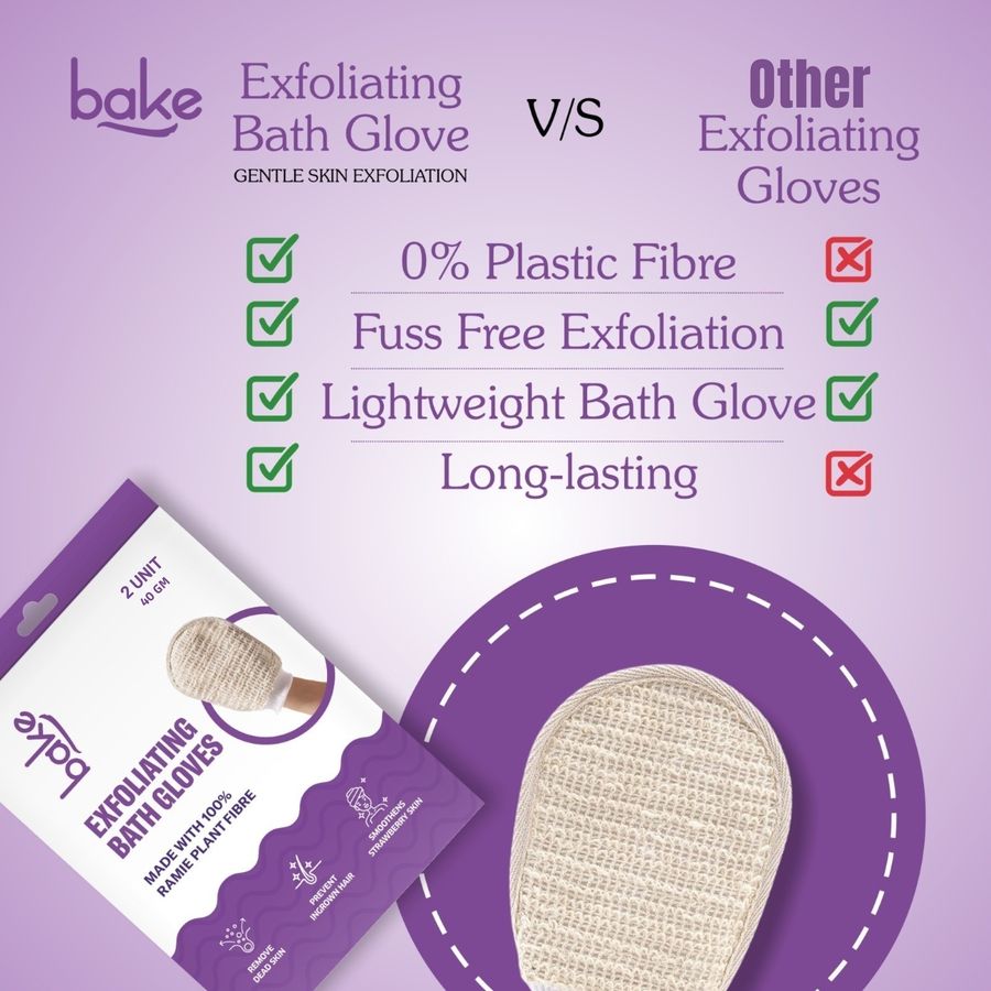 BAKE Exfoliating Bath Glove for Dead Skin,Tan Removal, Strawberry Skin, Body Acne & Ingrown Hair