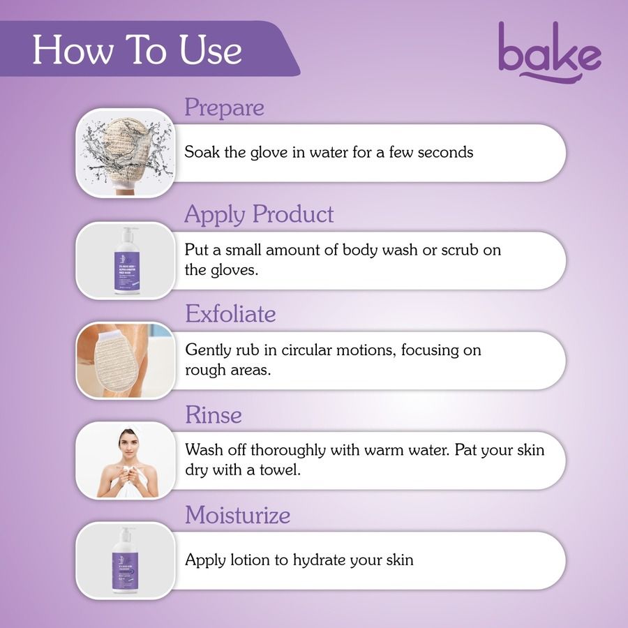 BAKE Exfoliating Bath Glove for Dead Skin,Tan Removal, Strawberry Skin, Body Acne & Ingrown Hair