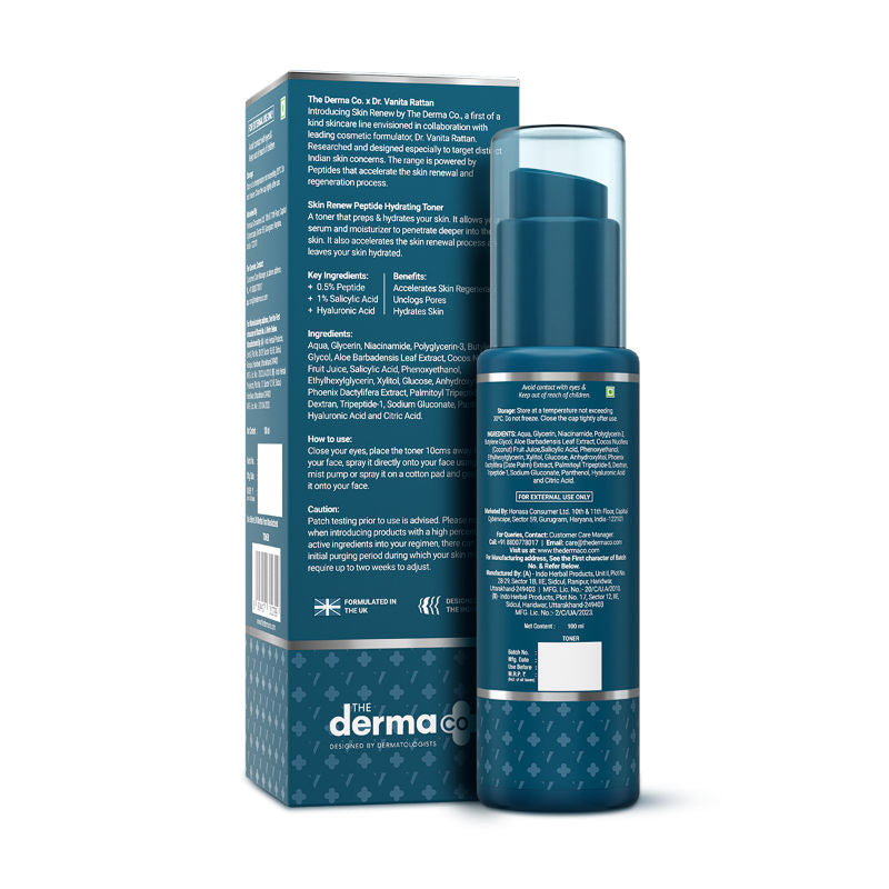 The Derma Co X Dr V Skin Renew Peptide Hydrating Toner with Hyaluronic Acid for All Skin Types