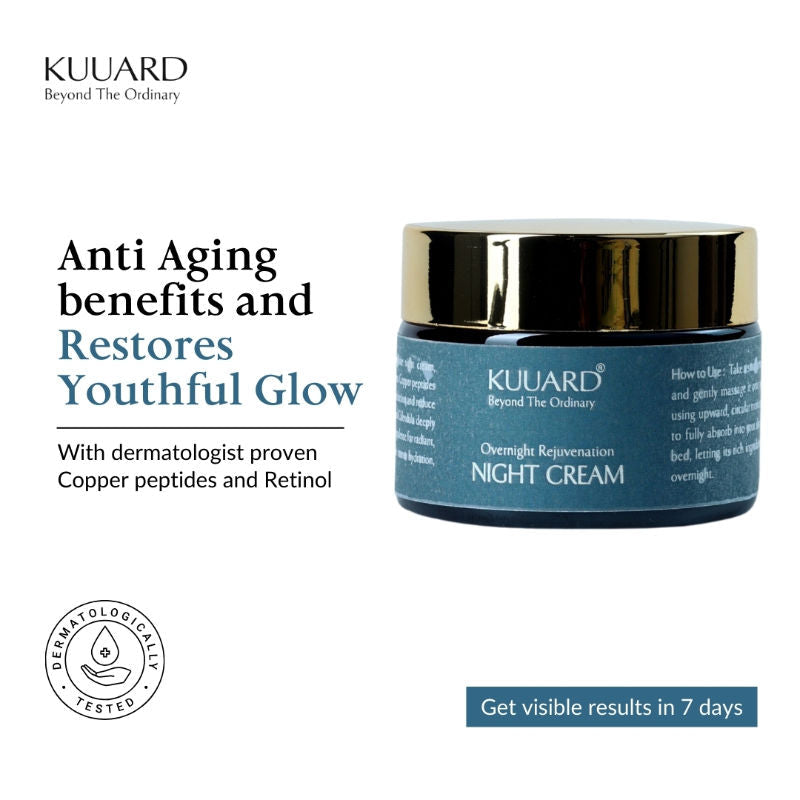 KUUARD 24K Gold Night Cream, Anti Ageing, Wrinkle Repair & Skin Brightening with Retinol