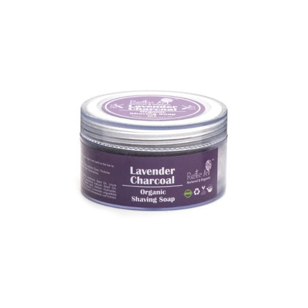 Rustic Art Natural & Organic Lavender Charcoal Shaving Soap