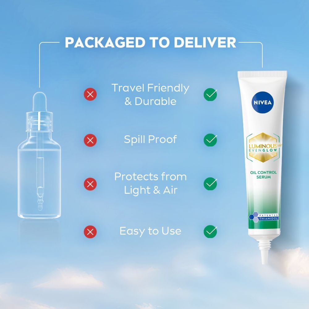 Nivea Luminous Even Glow Oil Control Serum Thiamidol, Salicylic, Hyaluronic Acid Reduces Dark Spot