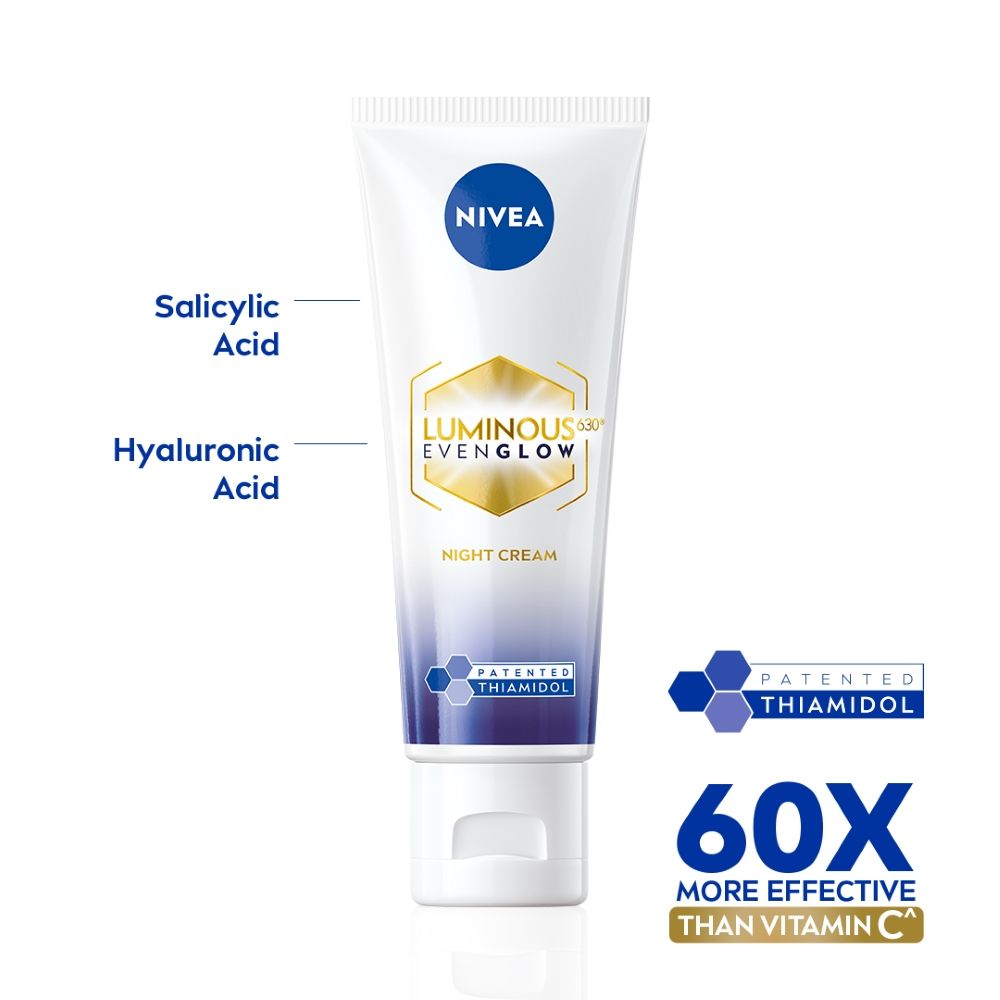 Nivea Luminous Even Glow Night Cream Thiamidol & Hyaluronic Acid Moisturizes & Reduces Dark Spots