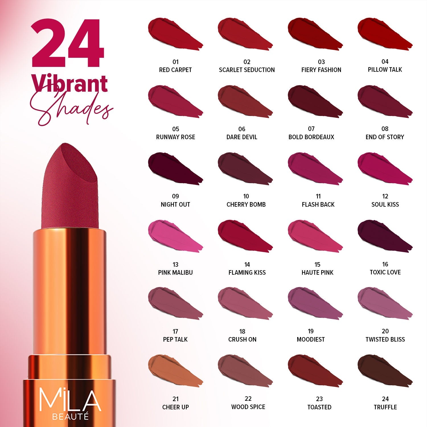Mila Beauté Bold & Matte Long Lasting Highly Pigmented Lipstick