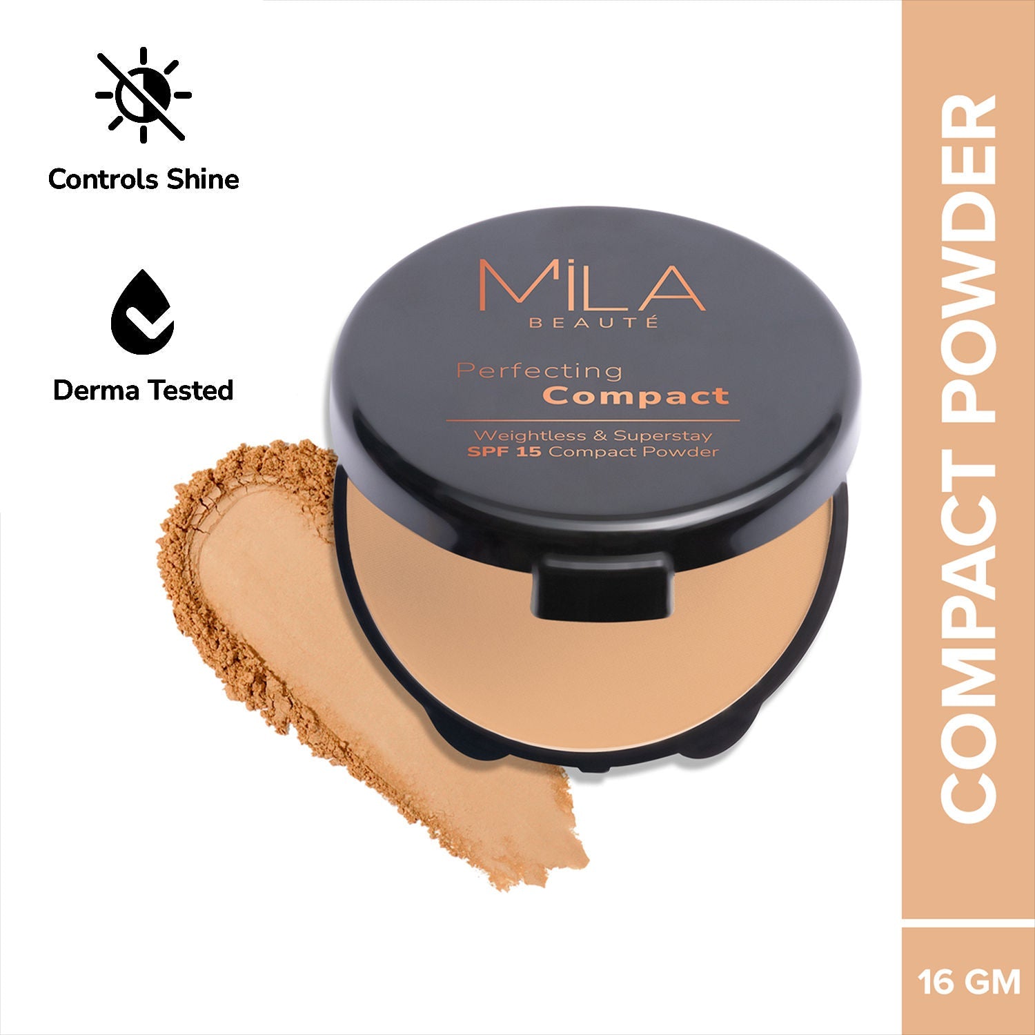 Mila Beauté Superstay Natural Matte Finish Perfecting Compact Powder with SPF 15