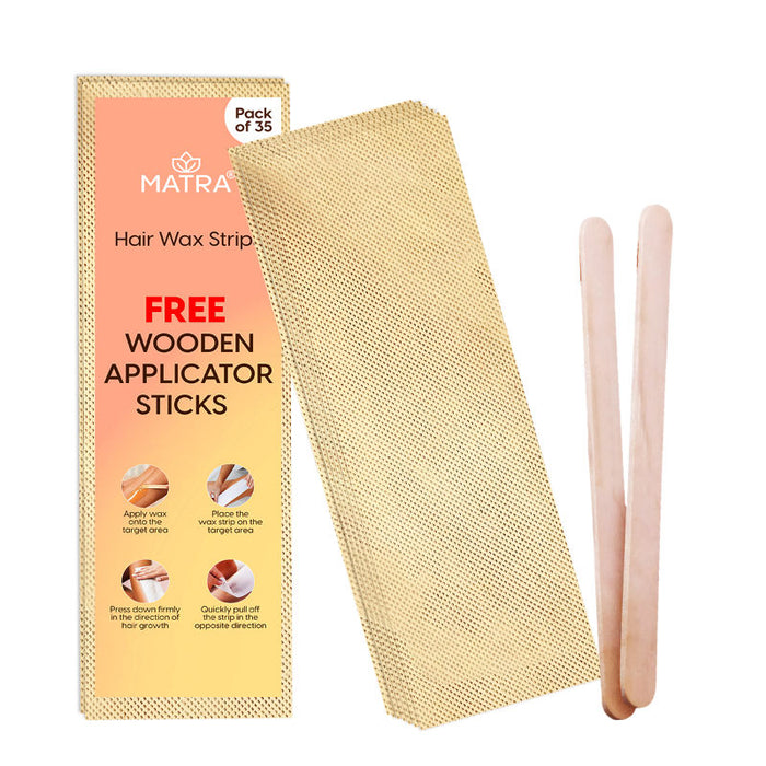 Matra Wax Strips Hair Waxing for Full Body Facial Hair Removal - Free Wooden Stick Knife Applicators
