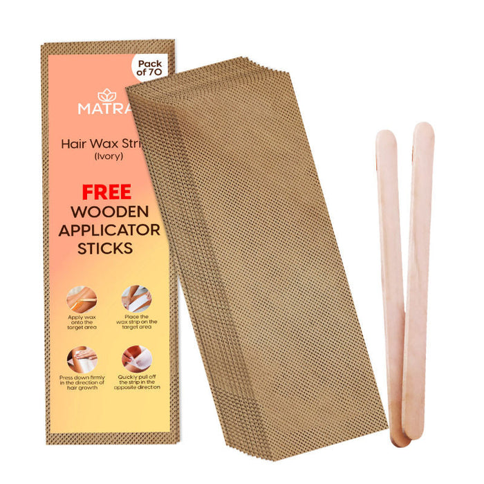 Matra Wax Strips Hair Waxing for Full Body Facial Hair Removal - Free Wooden Stick Knife Applicators