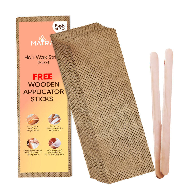 Matra Wax Strips Hair Waxing for Full Body Facial Hair Removal - Free Wooden Stick Knife Applicators