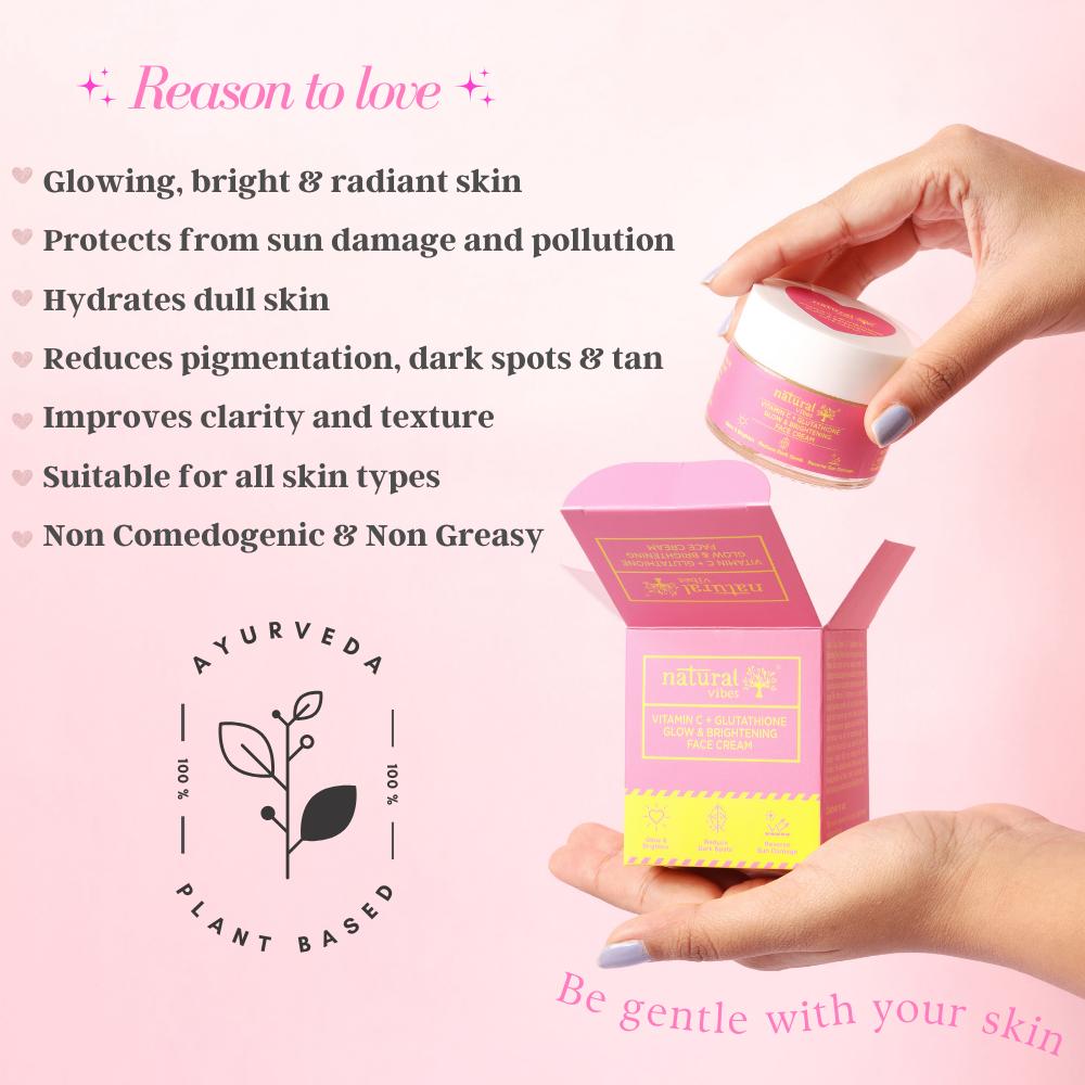 Natural Vibes Vitamin C + Glutathione Glow & Brightening Face Cream