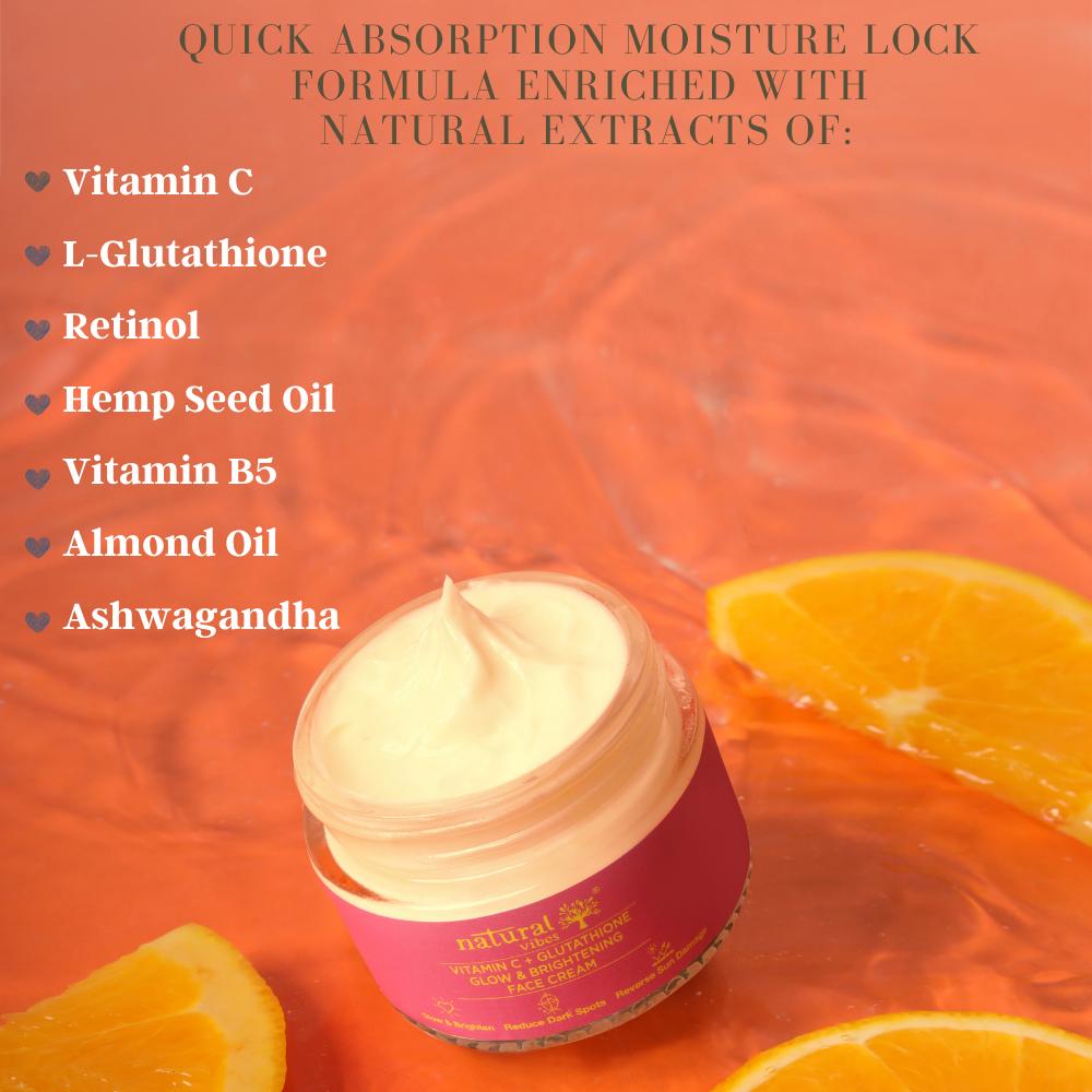 Natural Vibes Vitamin C + Glutathione Glow & Brightening Face Cream