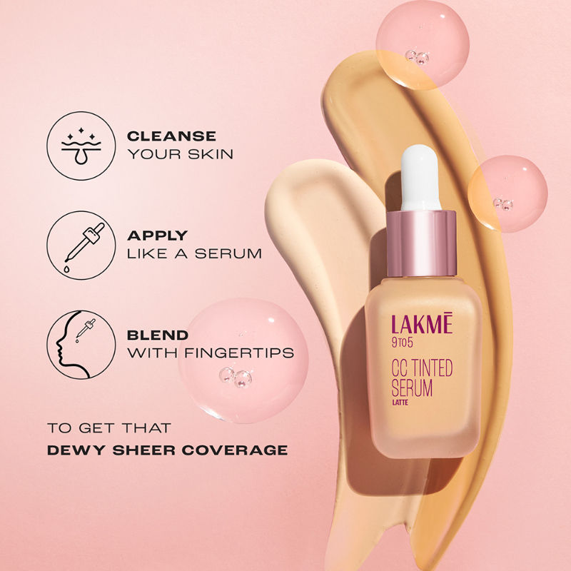 Lakme CC Tinted Serum - Skin Tint with 2% Hyaluronic Acid Complex